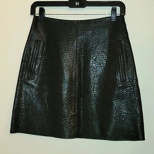 Carven Textured Leather Mini Skirt, Black, Size FR 36 / US 4 or S